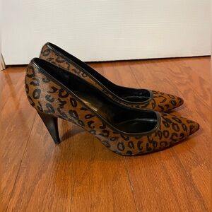 LOFT Brown Leopard Print Calf Hair Heels